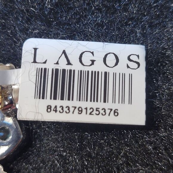 $750 NEW LAGOS CAVIAR 18K GOLD + STERLING SILVER BLUE TOPAZ DROP EARRINGS NWT - Picture 3 of 7